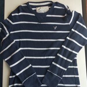 AEO waffle long sleeve striped shirt mens